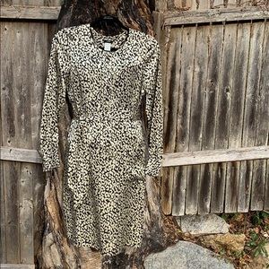 Black & White Silk Leopard Print Shirt Dress